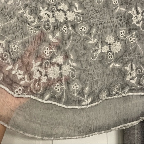 Gretty Jueger Embroidered 100% Silk Sage Maxi Skirt & Sleeveless Blouse 2 Pc Set - Picture 15 of 16